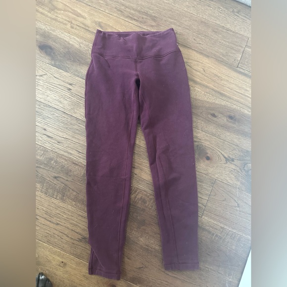 Lululemon Burgundy Fleece Leggings - Picture 1 of 3